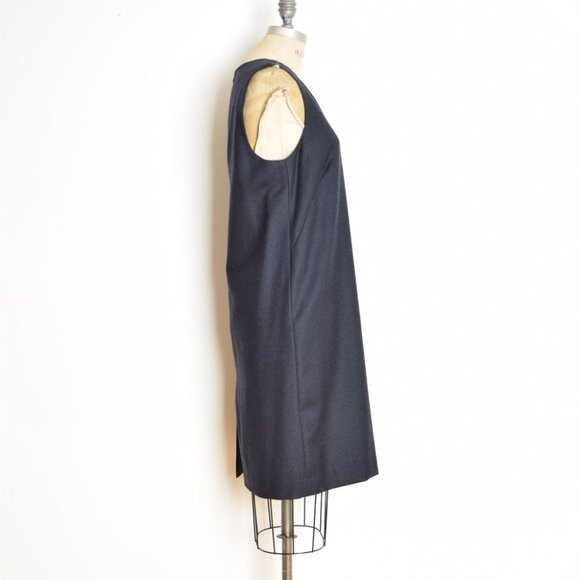 vintage 90s dress PENDLETON wool navy blue simple sheath normcore midi M L - Picture 3 of 7